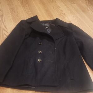 Simply Styled Black Pea Coat Tailored Elegance